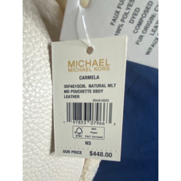 Michael Kors Carmela MD Leather Shearling Pouchette Crossbody Bag - Picture 7 of 11